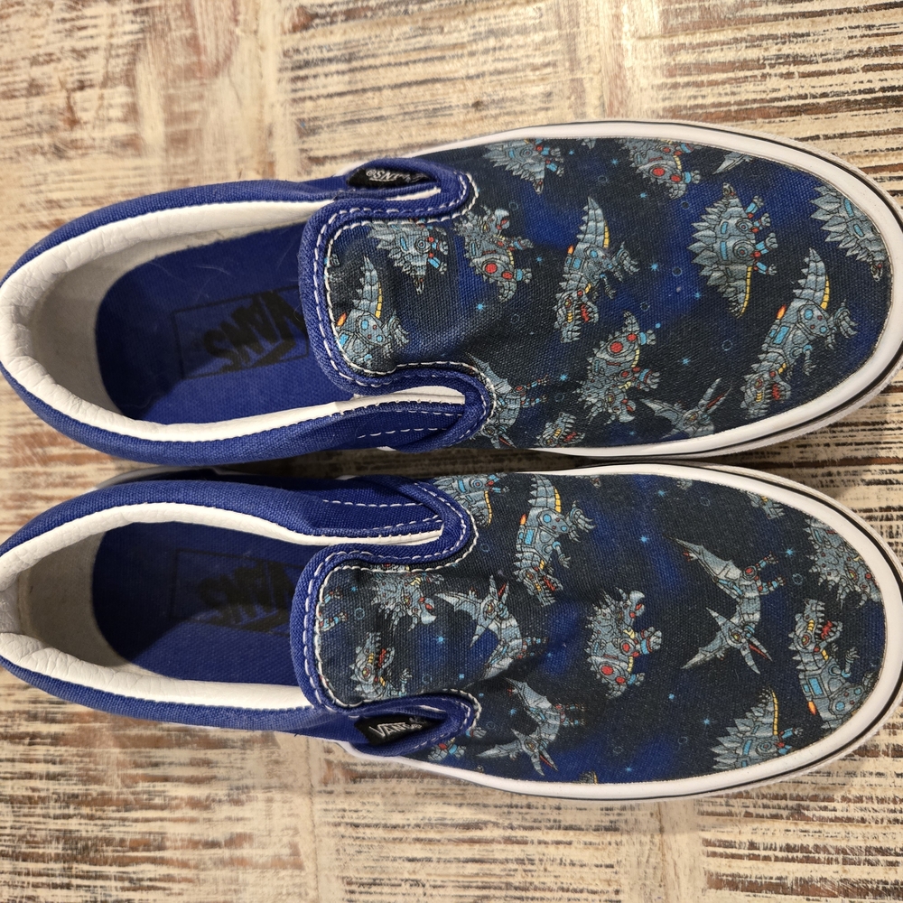 Vans Blue Slip-On Sneakers with Pattern